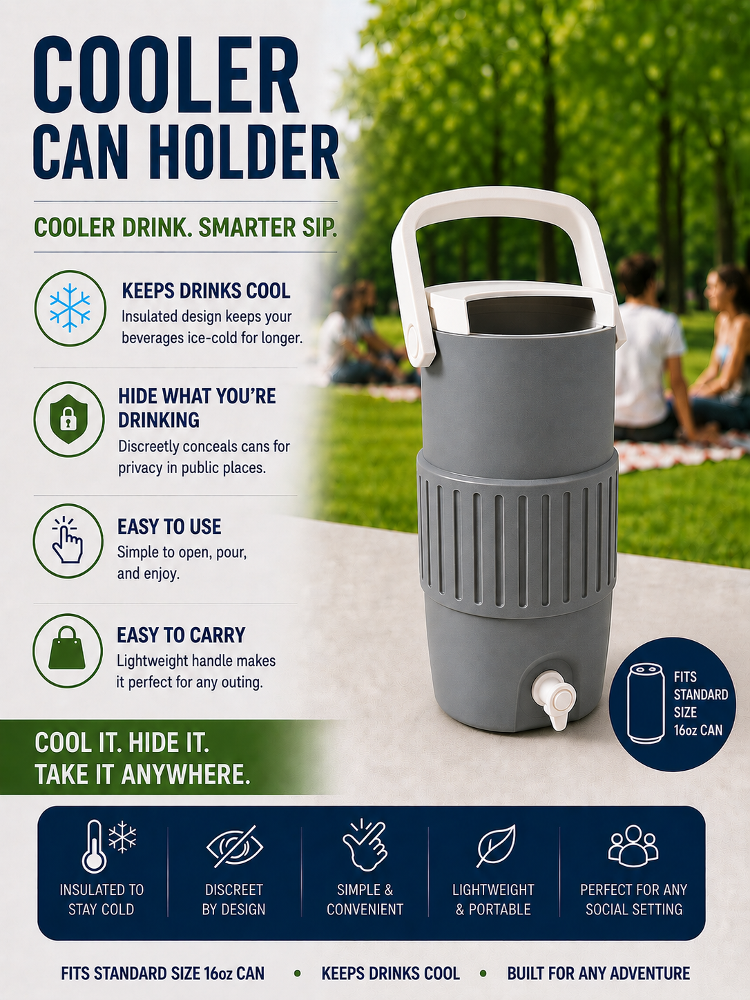 Cooler Can Holder 16oz *Fits Standard Size Can*