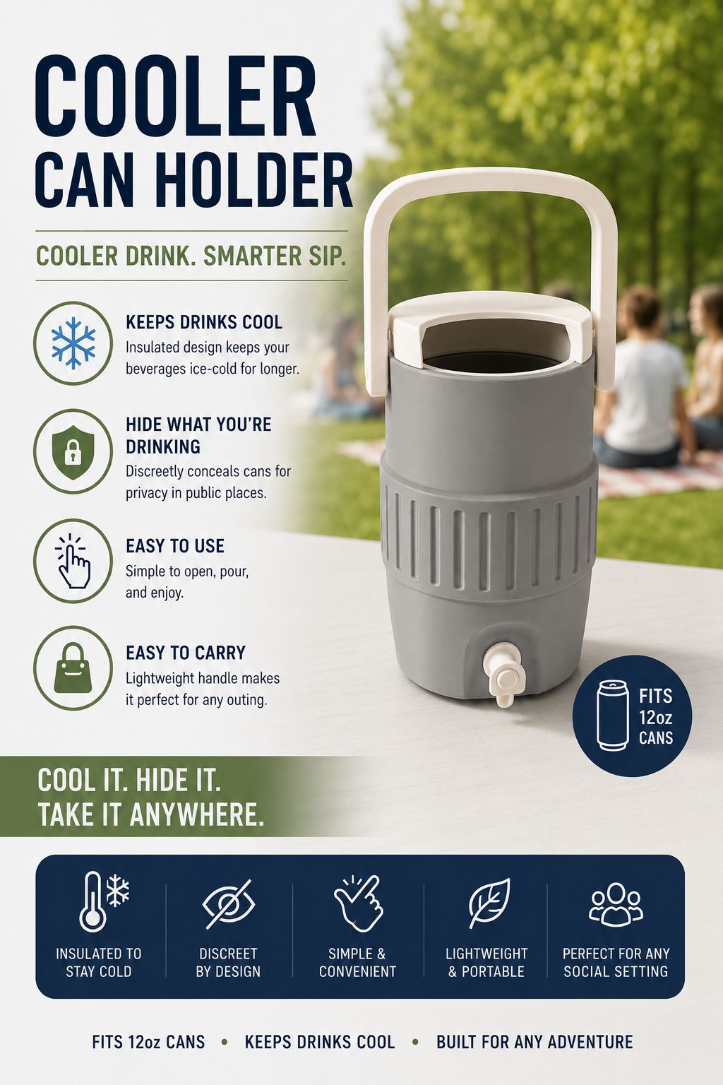 Cooler Can Holder 12oz *OpenFlow Lid*
